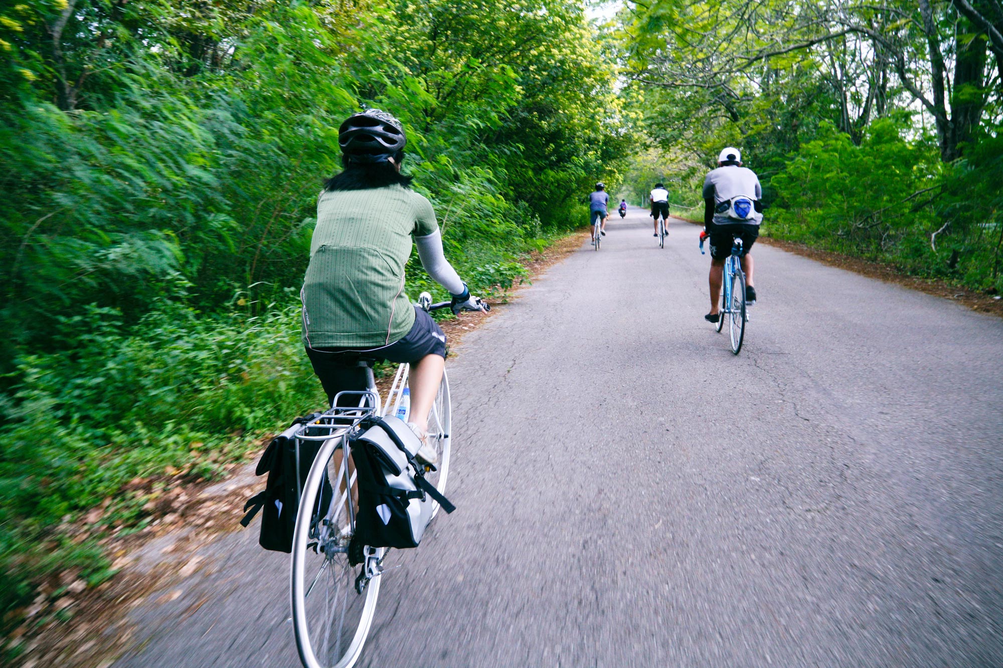 group of people biking